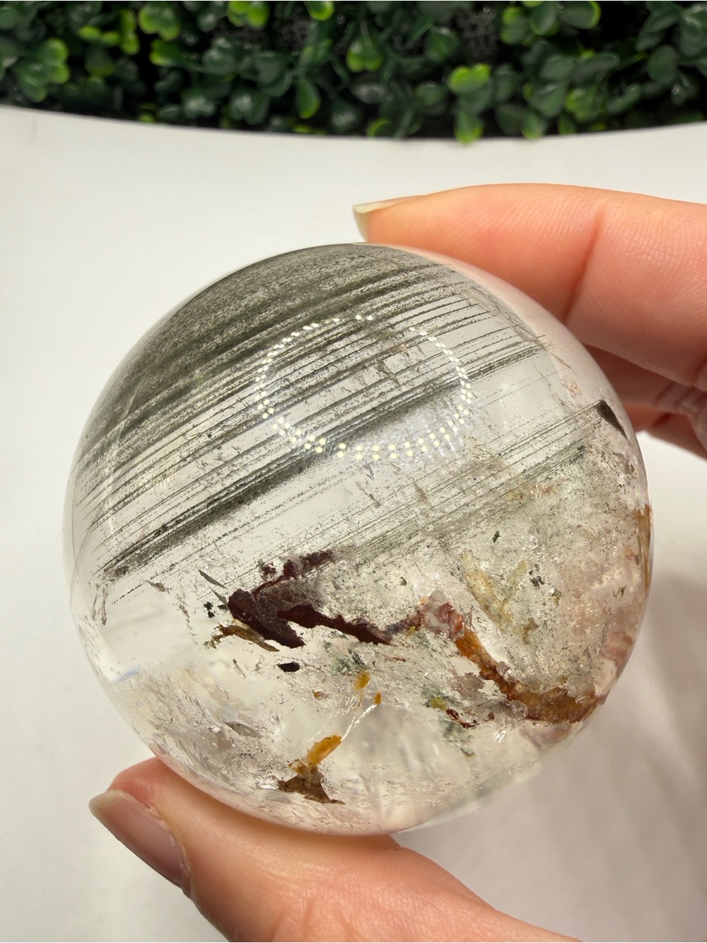 Garden Quartz Sphere with Chlorite Inclusions 62mm